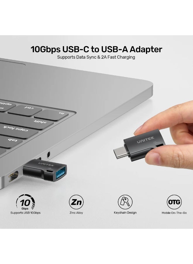 يوني تيك UNITEK USB-C to USB-A Adapter, 10Gbps USB 3.2, 2A Fast Charging, Zinc Alloy, Plug & Play - Image 2